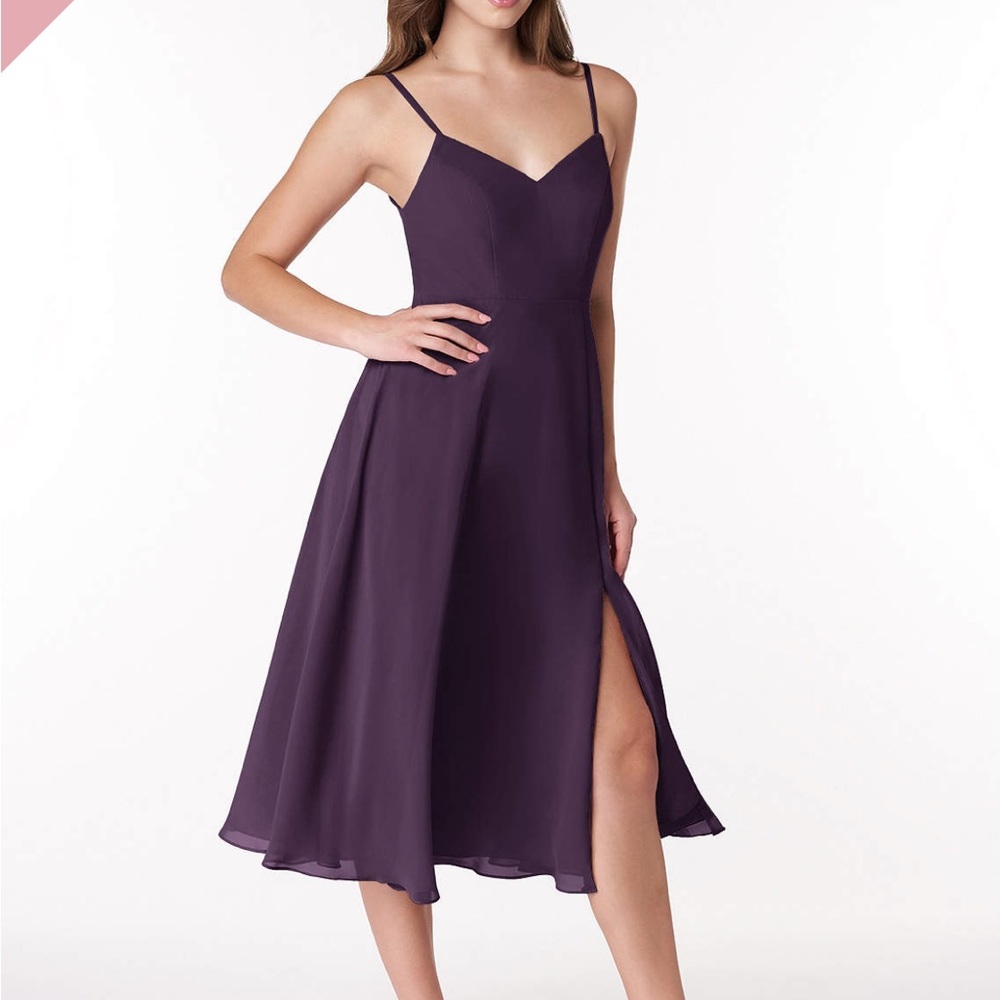 Plum chiffon slit dress